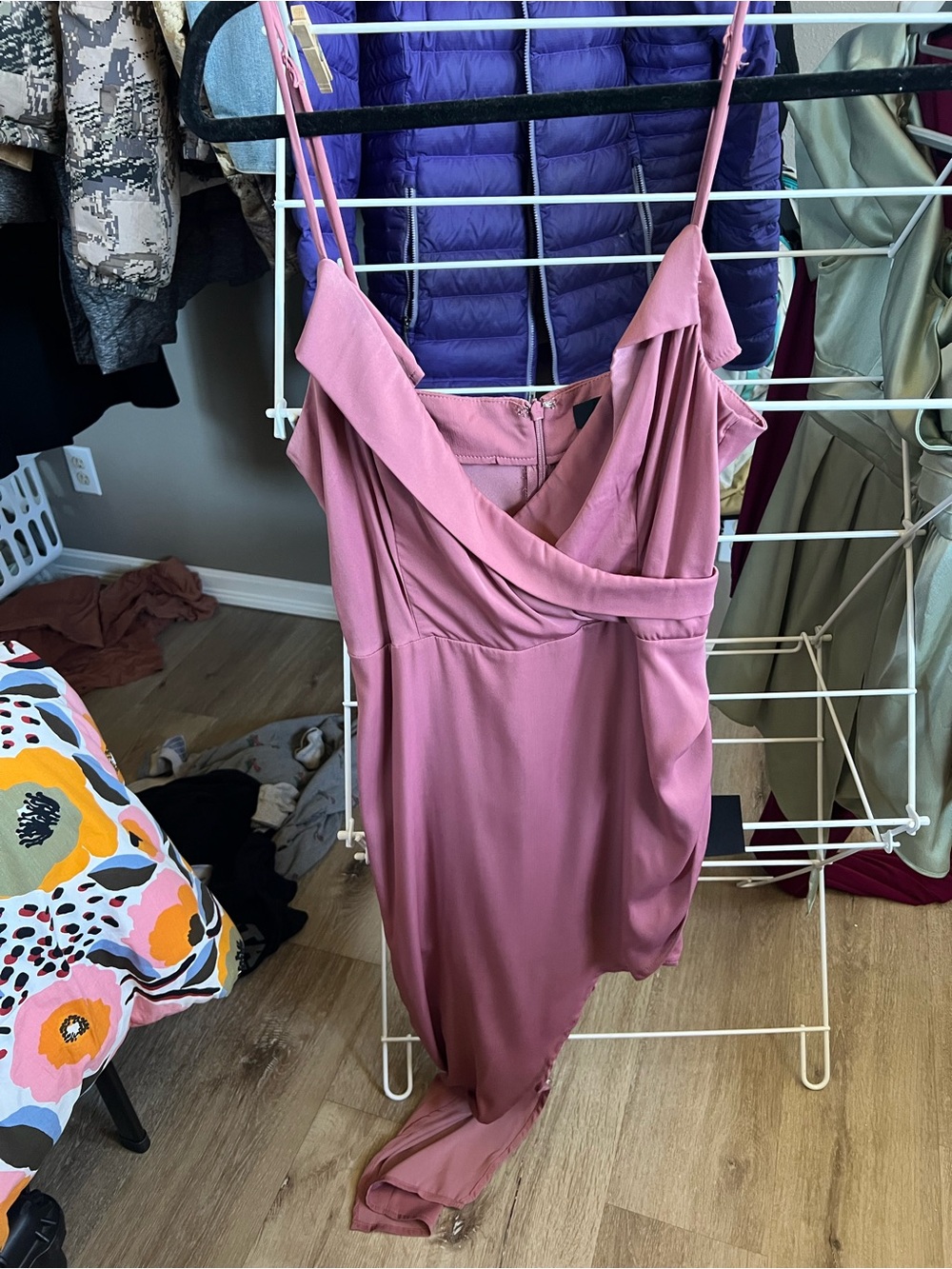 Lulus Lets Celebrate Tonight Mauve Satin Asymmetrical Midi Dress
